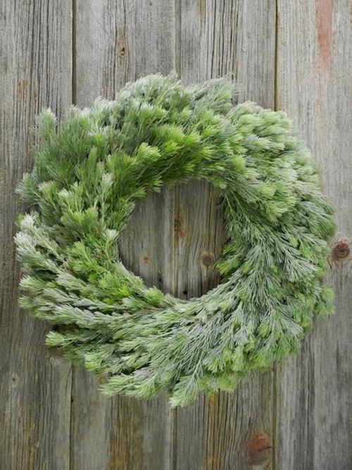 16 IN FRESH WOOLY BUSH GREEN WREATH